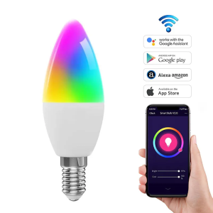 Tuya Smart RGBCW Bulb - 5W E14 Candle, WiFi/Zigbee, Alexa/Google Voice