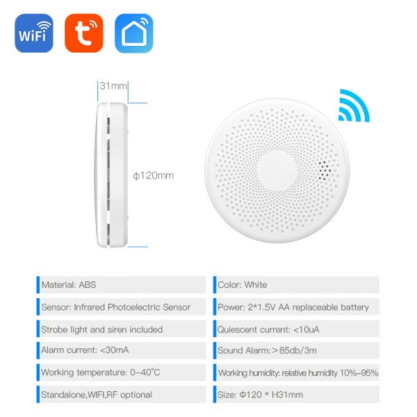 Tuya WiFi 2-in-1 Smoke & CO Detector - Smart Alarm w/ App Alerts - Image 3