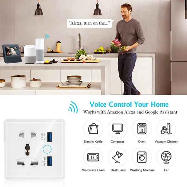 Zigbee Smart Socket: 2 AC Outlets + Dual USB Charger - Universal Wall Plug - Image 2