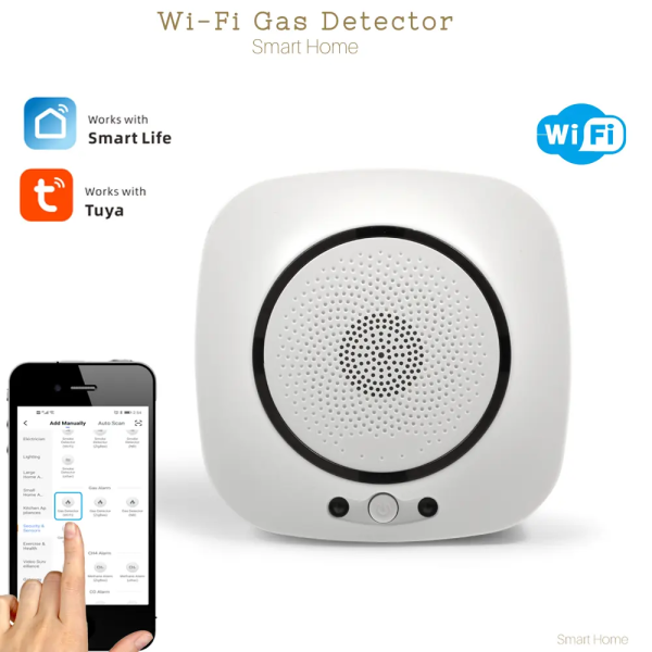 Tuya WiFi Gas Leak Detector - Auto Shutoff for LPG/CH4, Alexa/Google Alerts - Image 2