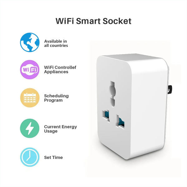 Tuya Mini Smart Plug - 15A Universal, Alexa/Google & WiFi - Image 2