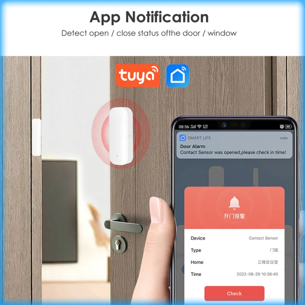 Tuya WiFi Smart Door/Window Contact Sensor for Home Security - Image 2