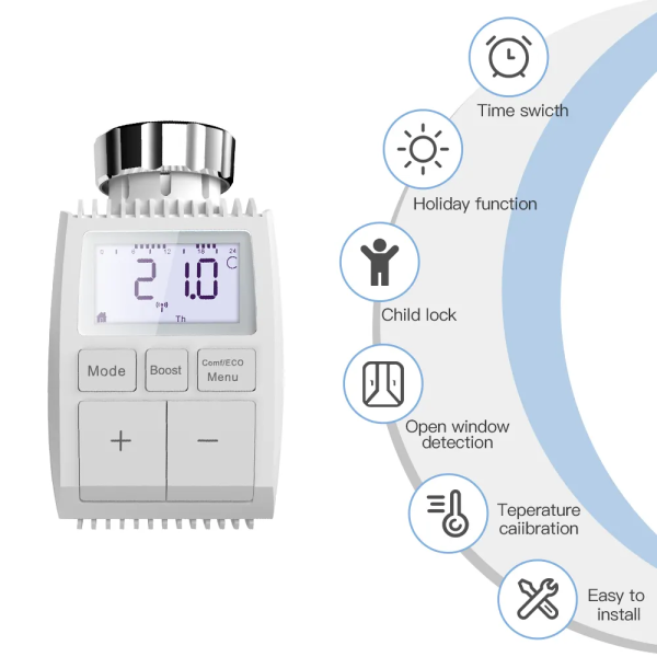 Tuya WiFi/ZigBee Smart Thermostatic Radiator Valves & Underfloor Controller - Image 2