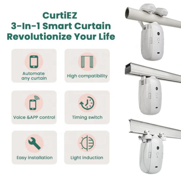 Tuya WiFi 3-in-1 Curtain Robot - Opener for Pleated/Roman/Roller Blinds w/ Alexa/Google - Image 2