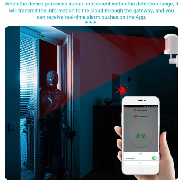 Tuya Zigbee PIR Motion Sensor - Wireless Security Detector for Alarm Systems - Image 3