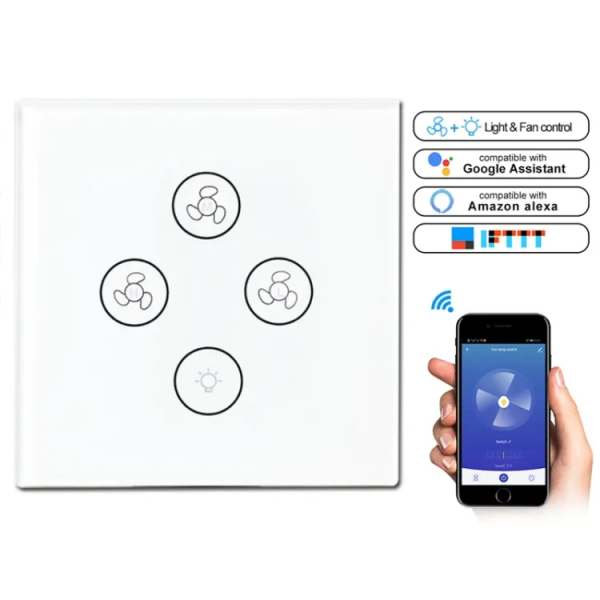 Tuya EU Glass Scene Switch - WiFi Touch Panel for Lights & Fans - Image 2