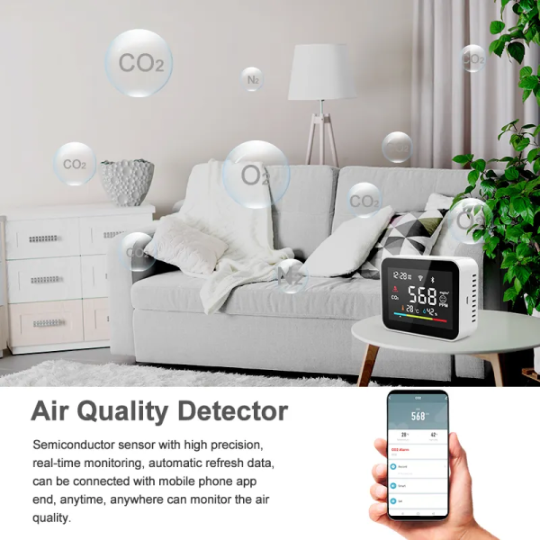 Tuya WiFi CO2 Detector - Smart Indoor Air Quality Monitor w/ App Alarms - Image 3