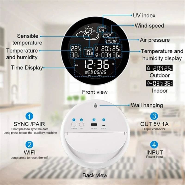 Tuya WiFi Weather Station - Indoor/Outdoor Temp/Humidity w/ Alarm & Memory - Image 3