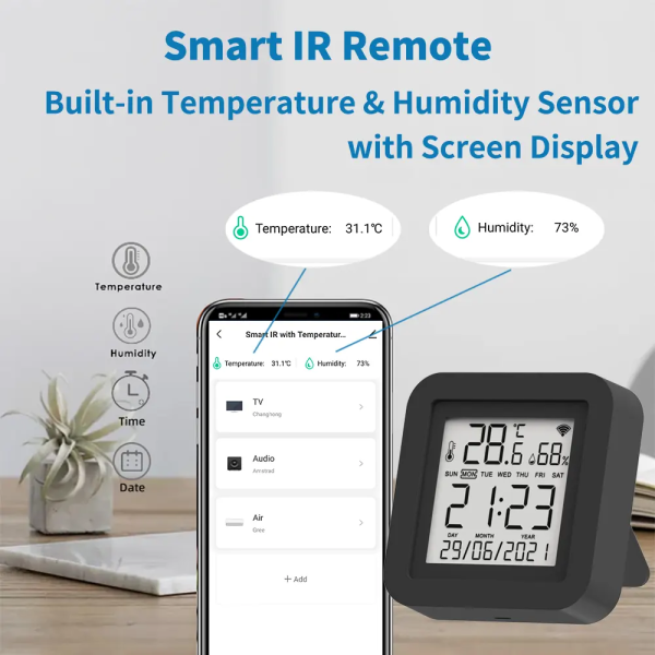 Tuya WiFi IR Remote & Sensor - Universal AC/TV Control w/ Temp/Humidity Monitoring - Image 3
