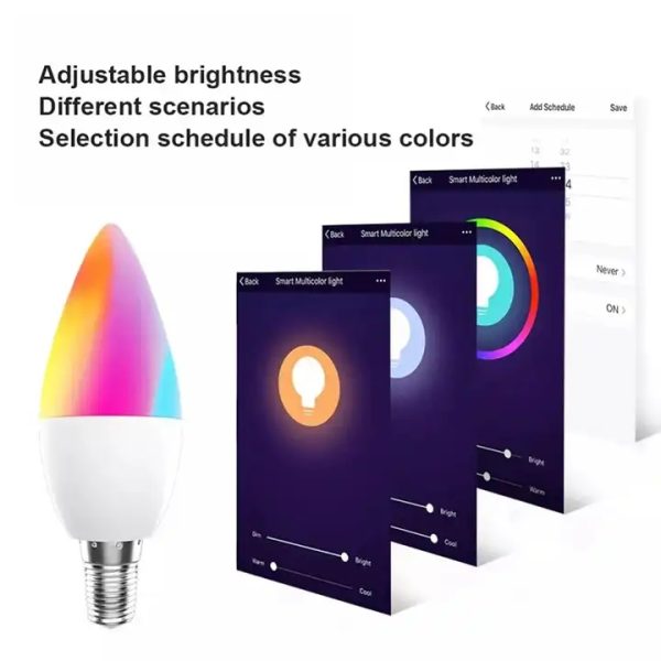 Tuya Smart RGBCW Bulb - 5W E14 Candle, WiFi/Zigbee, Alexa/Google Voice - Image 3