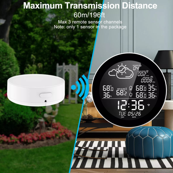 Tuya WiFi Weather Station - Indoor/Outdoor Temp/Humidity w/ Alarm & Memory - Image 4