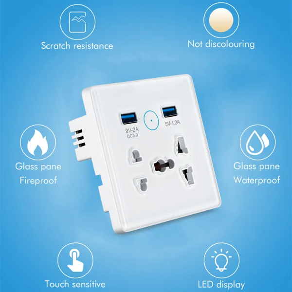 Zigbee Smart Socket: 2 AC Outlets + Dual USB Charger - Universal Wall Plug - Image 4