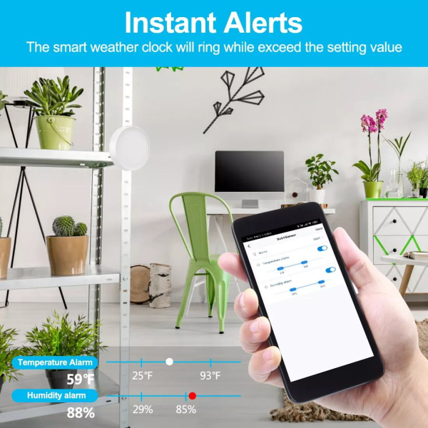 Tuya WiFi Weather Station - Indoor/Outdoor Temp/Humidity w/ Alarm & Memory - Image 5