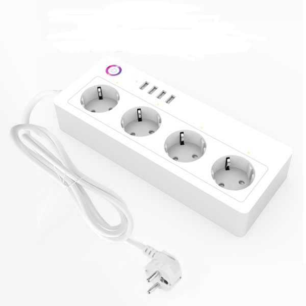 Smart Power Strip with 4 USB Ports & EU Plugs – Alexa/Google Voice & App Control