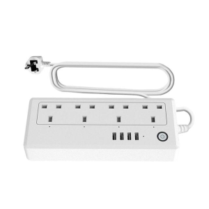 UK Tuya Smart Power Strip: 4 Sockets + 4 USB Ports with Voice & Timer Control