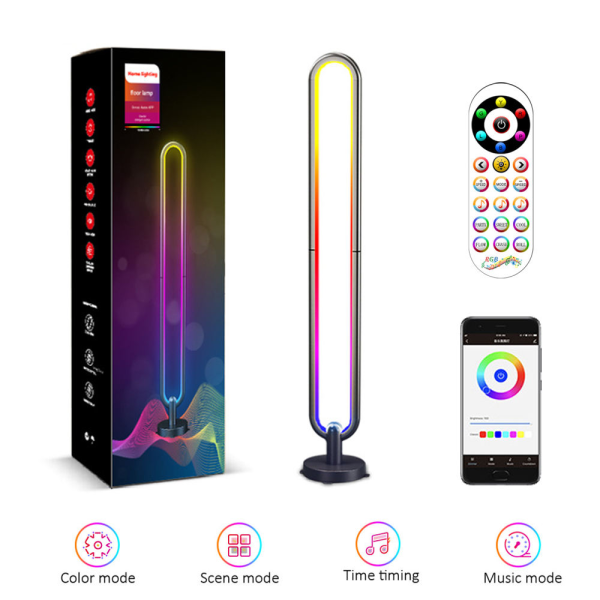 Smart RGB U-Shape Floor Lamp - App/Remote Control, 16M Colors, 100-240V - Image 2