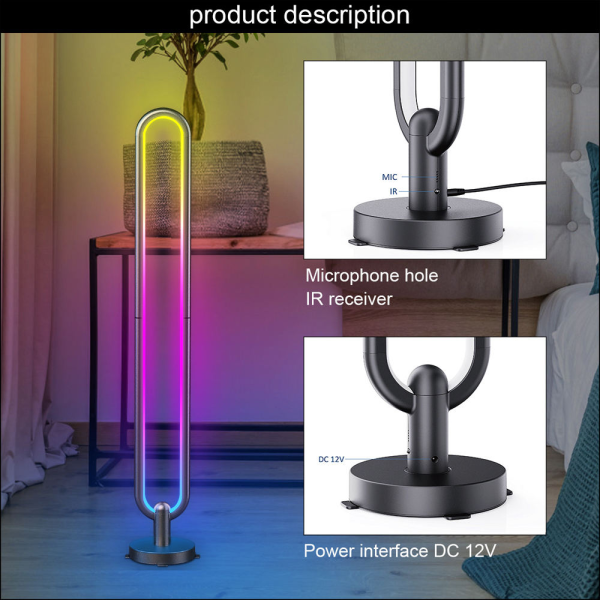 Smart RGB U-Shape Floor Lamp - App/Remote Control, 16M Colors, 100-240V - Image 3
