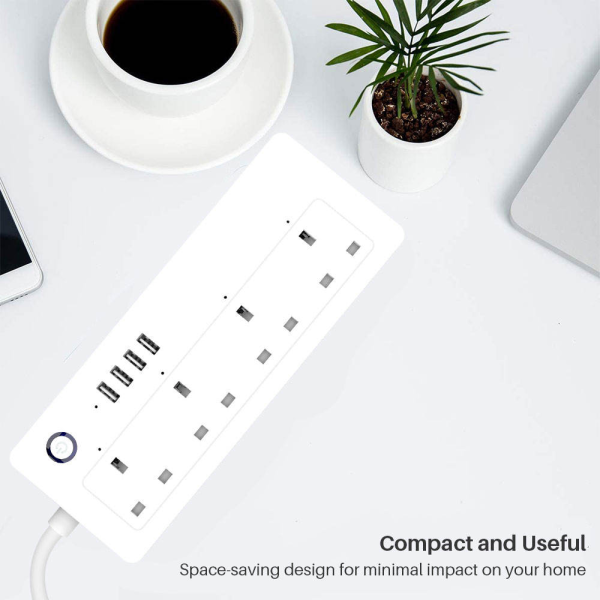 UK Tuya Smart Power Strip: 4 Sockets + 4 USB Ports with Voice & Timer Control - Image 3