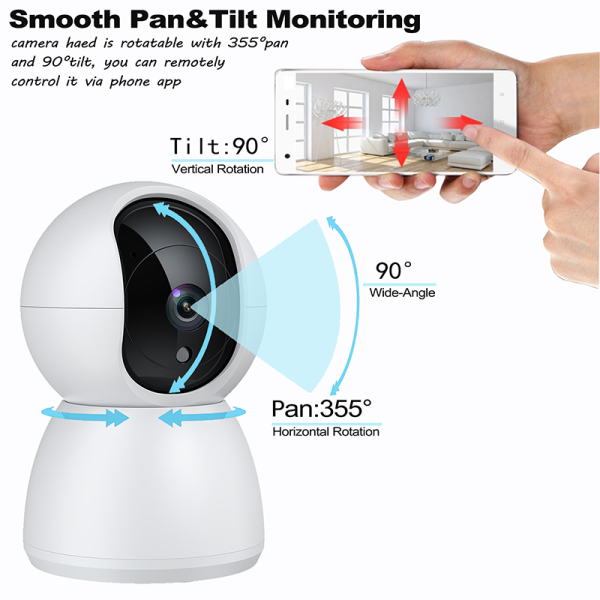 HD Indoor WiFi Camera: Auto-Tracking PTZ Baby Monitor with Night Vision & Two-Way Audio - Image 3