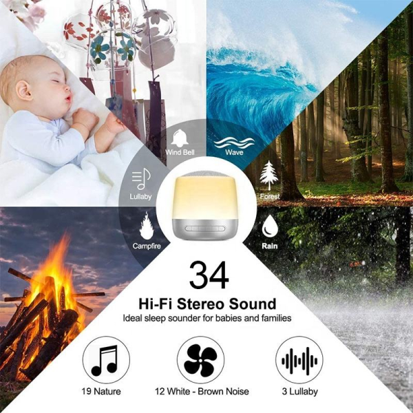Tuya Smart Rechargeable White Noise Machine with LED Light - Image 3