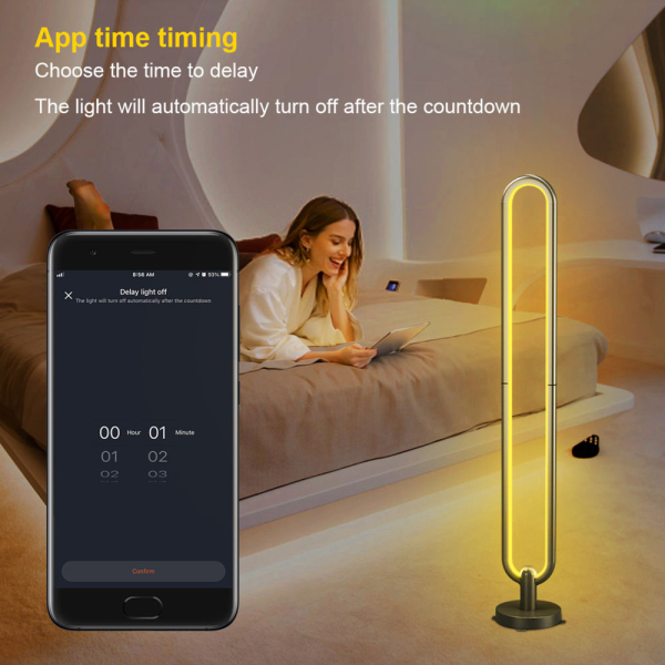 Smart RGB U-Shape Floor Lamp - App/Remote Control, 16M Colors, 100-240V - Image 4