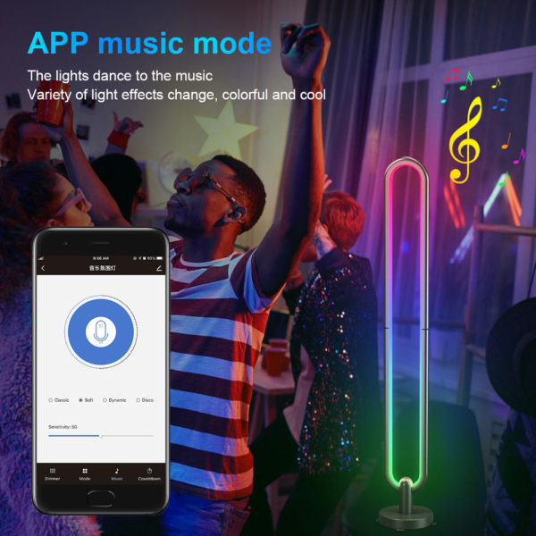 Smart RGB U-Shape Floor Lamp - App/Remote Control, 16M Colors, 100-240V - Image 5
