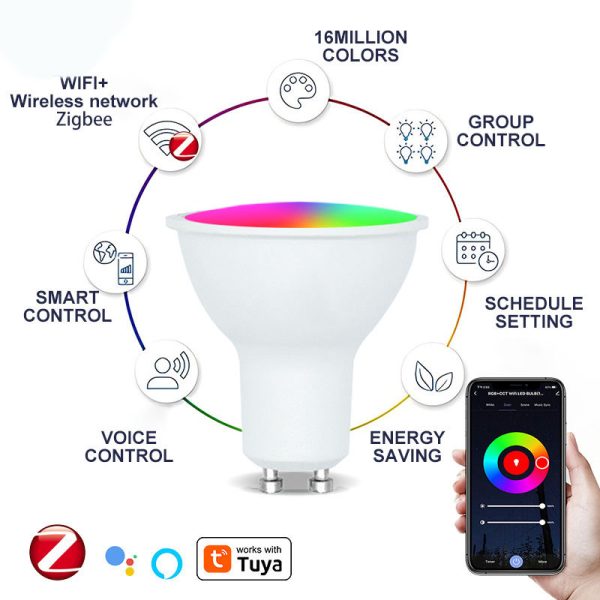 Tuya WiFi GU10 RGB Bulb - 5W/7W, 16M Colors, Voice & App Control - Image 6