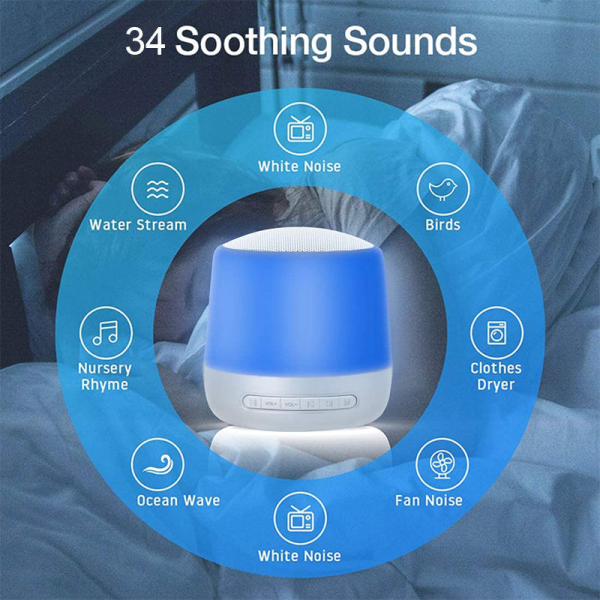 Tuya Smart Rechargeable White Noise Machine with LED Light - Image 5