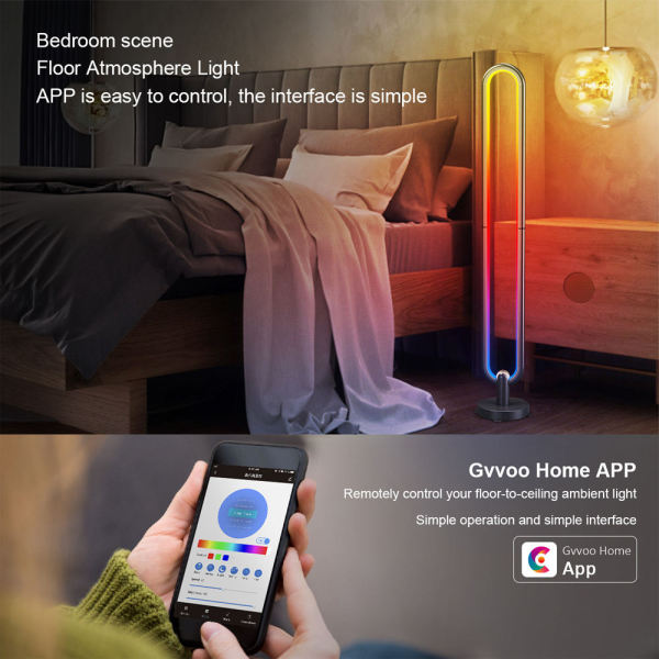 Smart RGB U-Shape Floor Lamp - App/Remote Control, 16M Colors, 100-240V - Image 6