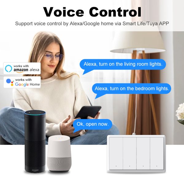US Smart Alexa WiFi Matter Light Switch with Tuya/Smart Life App Control - Image 2