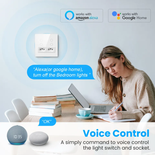 Tuya Smart Brazil WiFi 4 Light Switch Wall with Socket and Brazilian Plug - Image 5