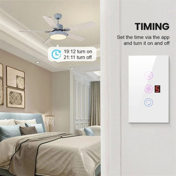 EU/UK Smart WiFi Ceiling Fan Lamp Switch with Tuya Remote and Alexa Compatibility - Image 2