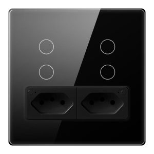 Tuya Smart Brazil WiFi 4 Light Switch Wall with Socket and Brazilian Plug