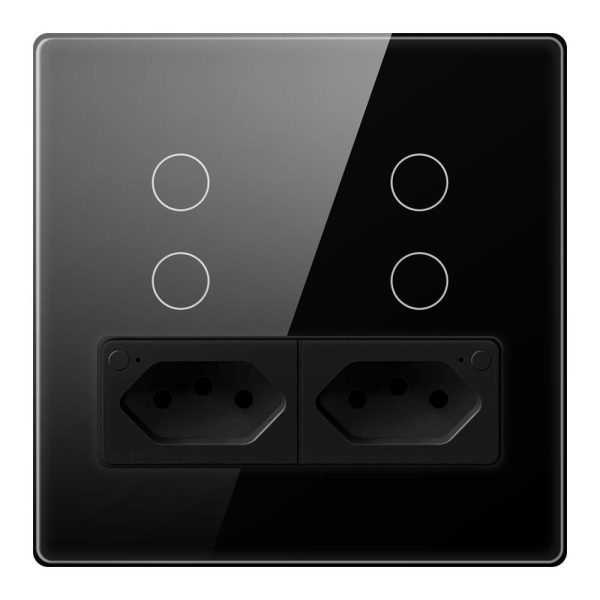 Tuya Smart Brazil WiFi 4 Light Switch Wall with Socket and Brazilian Plug