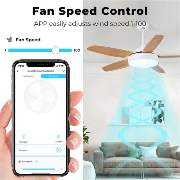 Tuya WiFi Ceiling Fan Speed Control with Timer and Power Monitor for Middle East & Pakistan - Image 2