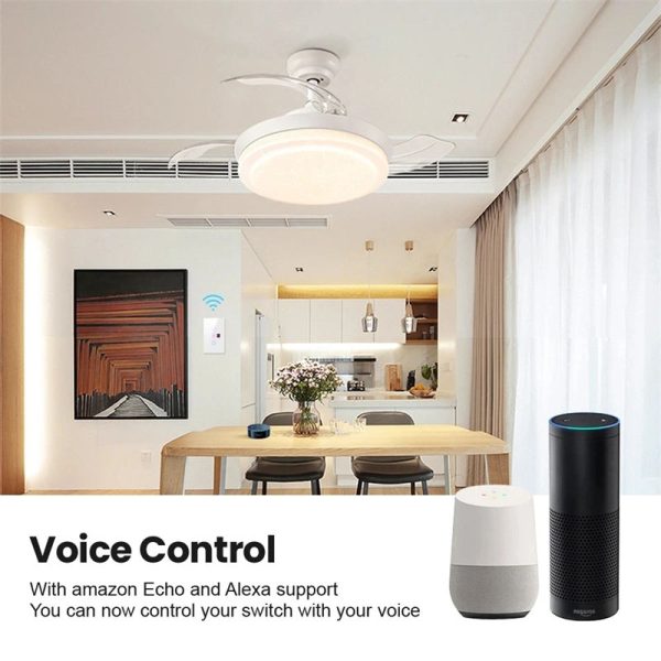 EU/UK Smart WiFi Ceiling Fan Lamp Switch with Tuya Remote and Alexa Compatibility - Image 3