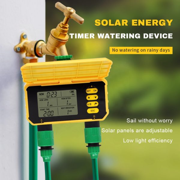 Dual-Outlet Solar-Powered Smart Irrigation Controller with Rain Sensor & Child Lock - Image 2