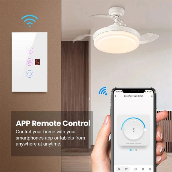 EU/UK Smart WiFi Ceiling Fan Lamp Switch with Tuya Remote and Alexa Compatibility - Image 5