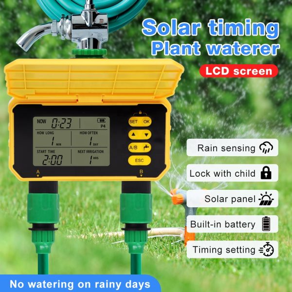 Dual-Outlet Solar-Powered Smart Irrigation Controller with Rain Sensor & Child Lock - Image 4
