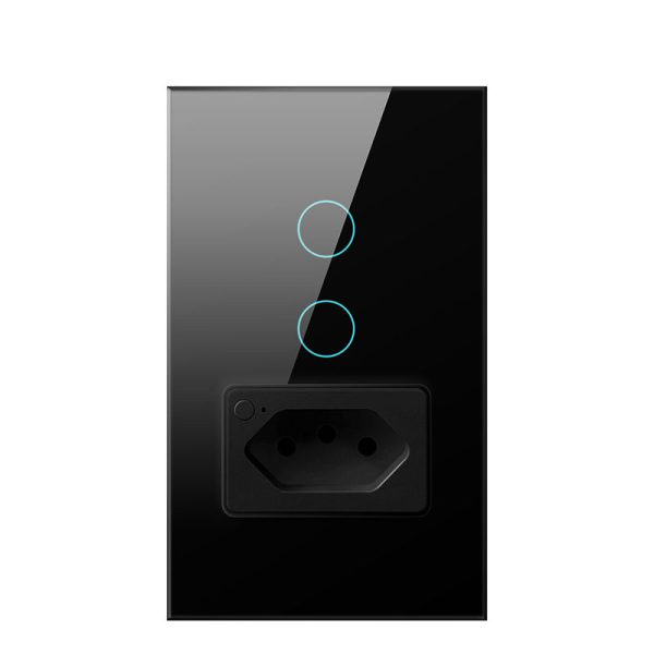 Tuya Brazil 2 Gang WiFi Touch Light Wall Switch with Sockets - Image 6