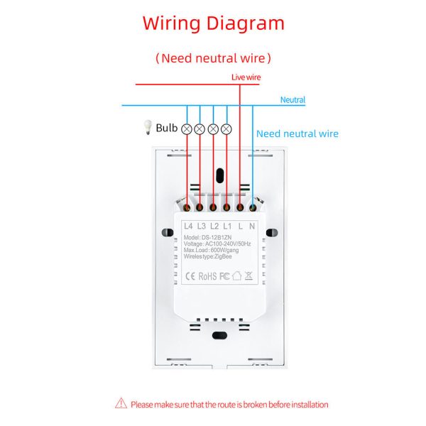US AU Tuya Zigbee Multi-Gang Touch Light Switch with Groove Design - Image 5